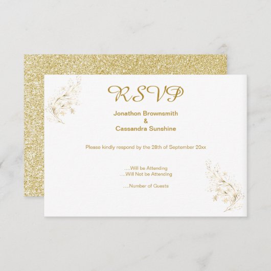 ELEGANT EINFACHER GOLD LEAF GOLD GLITZER UAWG EINLADUNG (Vorne/Hinten)