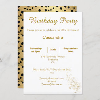 ELEGANT EINFACHER GOLD SCHWARZER LEOPARD GEBURTSTA EINLADUNG