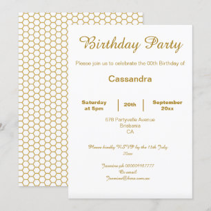 ELEGANT EINFACHER GOLD WHITE PATTERN GEBURTSTAG EINLADUNG