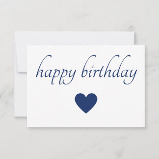 Elegant Einfaches Happy Birthday Blau & Weiß Mitteilungskarte