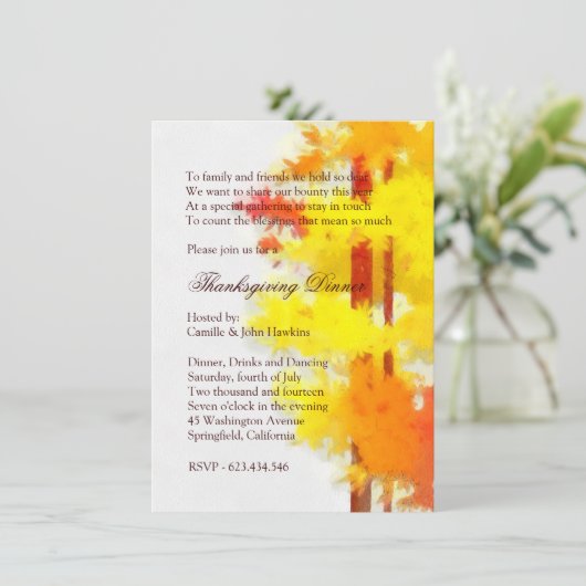 Elegant Einfaches Herbstfest Erntedank Einladung (Stehend Vorderseite)