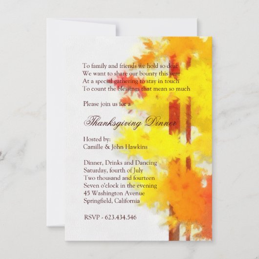 Elegant Einfaches Herbstfest Erntedank Einladung (Vorderseite)
