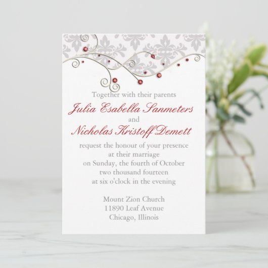 Elegant Einladung (Stehend Vorderseite)