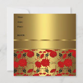 Elegant Einladung 40. Geburtstag Party Gold Rote B (Rückseite)