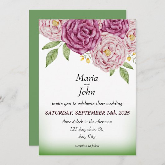 Elegant Einzigartig Chic Romantischer Minimalistis Einladung (Vorne/Hinten)