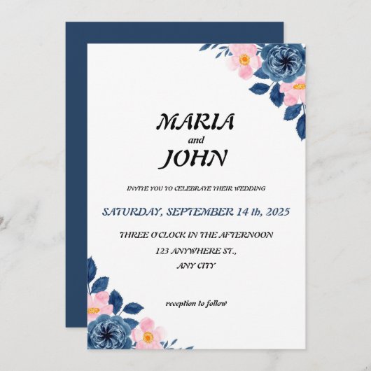 Elegant Einzigartig Chic Romantischer Minimalistis Einladung (Vorne/Hinten)