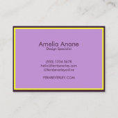 Elegant Einzigartig Lila und gelb Beruflich Visitenkarte (Rückseite)
