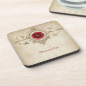 Elegant & einzigartig Rote Rose & Diamond Personal Getränkeuntersetzer (Linke Seite)