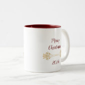 Elegant Einzigartiger Monogramm Name Frohe Weihnac Zweifarbige Tasse (VorderseiteRechts)