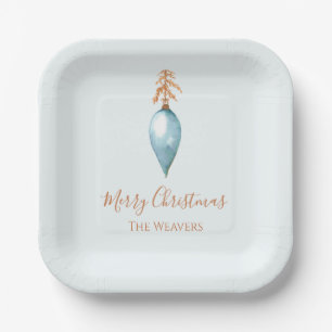 Elegant Einzigartiges Blue Watercolor Custom Weihn Pappteller