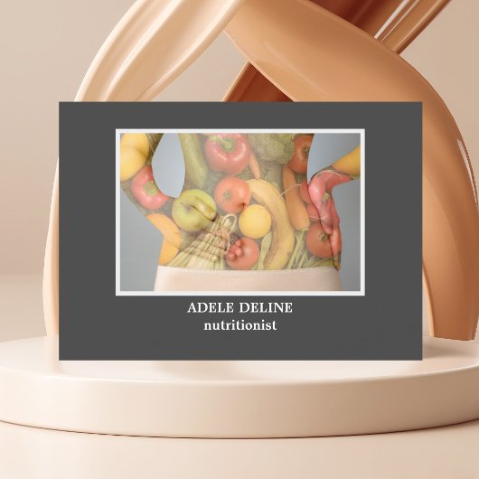 Elegant Einzigartiges Grey Nutritionist Diät Gesun Visitenkarte