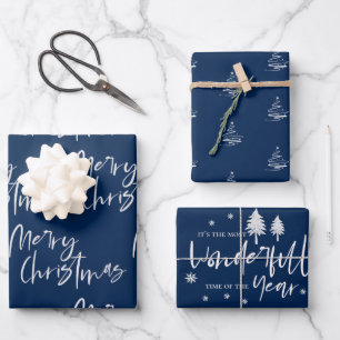 Elegant Electric Blue Merry Weihnachtsgeschenk Geschenkpapier Set