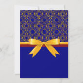 Elegant Electric Guitar Gold und marineblaue Hochz Einladung (Rückseite)