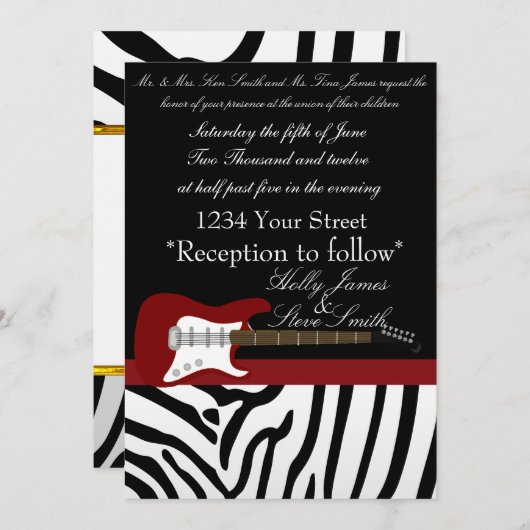 Elegant Electric Guitar Wedding Einladung (Vorne/Hinten)