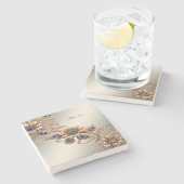 Elegant Elegant Gold Jewel Blume Stone Untersetzer (Seitenansicht)