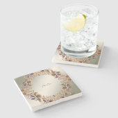 Elegant Elegant Gold Jewel Flowers Stone Coaster Steinuntersetzer (Seitenansicht)