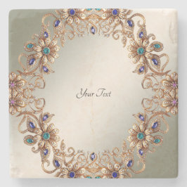 Elegant Elegant Gold Jewel Flowers Stone Coaster Steinuntersetzer