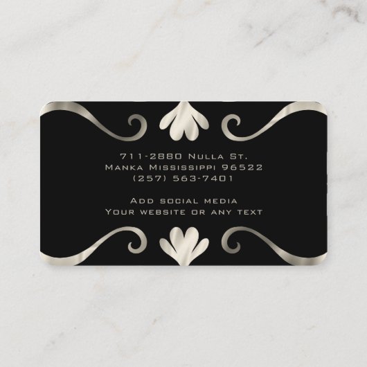 Elegant elegant Luxus Feminine Black & Silver Visitenkarte (Rückseite)