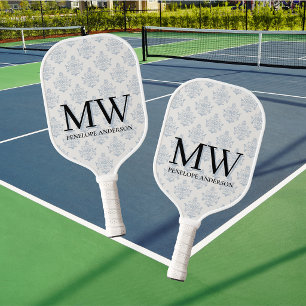 Elegant Elegant Regency-Ära Blau Damast Pickleball Schläger
