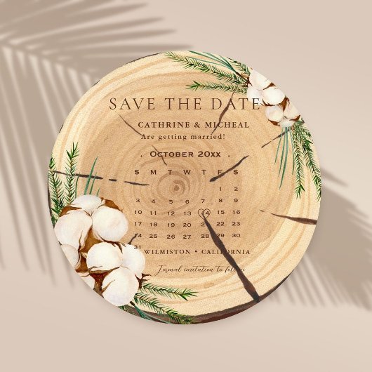 Elegant & elegant rustikal Hochzeitsholz Save the  Einladung
