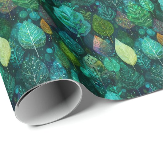 Elegant Elven Leaf D&D Natur Geschenkpapier (Rolleneckpunkt)