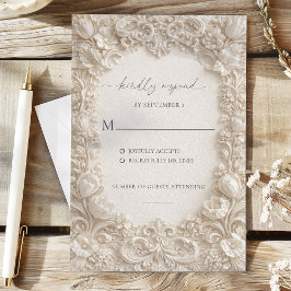 Elegant Embossed Floral Wedding Response Cards Einladung