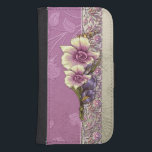 Elegant Embossed Lilac Damask Geldbeutel Hülle Für Das Samsung Galaxy S4<br><div class="desc">Schöne glühende Lila- und Silberdampfer mit verzierter Blumengrenze und tropischen Vektorvektor-Blume in Lila und Elfenbein. Anmerkung: Skulptierte,  eingravierte,  geprägte und dimensionale Effekte,  geschichtete,  gealterte oder erodierte Erscheinung,  Texturen und Schatten digital erzielt. Das eigentliche Produkt hat eine flache Oberfläche.</div>