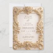 Elegant Embossed Style Frame Baroque Wedding Einladung (Vorderseite)