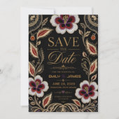 Elegant Embroidered Floral Save The Date (Vorderseite)