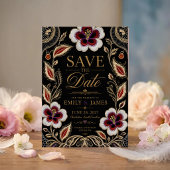 Elegant Embroidered Floral Save The Date