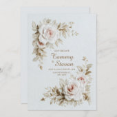 Elegant Embroidered Rose Wedding Einladung (Vorne/Hinten)