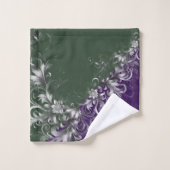 Elegant Emerald and Amethyst Silver Trim Towel Set (Waschlappen)