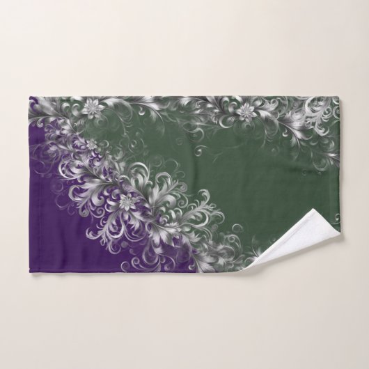 Elegant Emerald and Amethyst Silver Trim Towel Set (Handtuch)