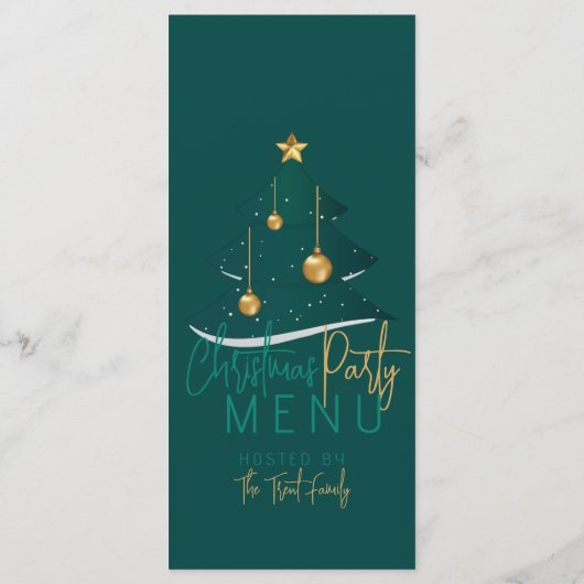 Elegant Emerald Christmas Tree Menükarte (Rückseite)