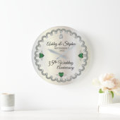 Elegant Emerald Diamonds 35. Hochzeitstag Große Wanduhr (Zuhause)