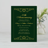 Elegant Emerald Gold 50. Hochzeitstag Folieneinladung (Stehend vorne)