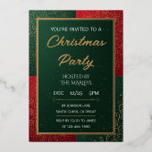 Elegant Emerald Gold Christmas Invitation Folieneinladung (Vorderseite)