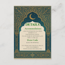 Elegant Emerald & Gold Ornate Arch Wedding Details Begleitkarte