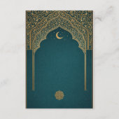 Elegant Emerald & Gold Ornate Arch Wedding Details Begleitkarte (Rückseite)