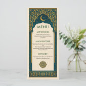 Elegant Emerald & Gold Ornate Arch Wedding Menu Menükarte (Stehend Vorderseite)