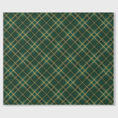 Elegant Emerald Gold Plaid Christmas Geschenkpapier (Flach)