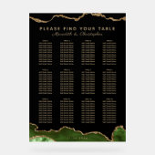 Elegant Emerald Green 12 Table Wedding Seating Acrylschild (Vorderseite)