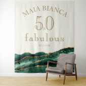 Elegant Emerald Green Agate 50. Geburtstag Hinterg Wandteppich (Beispiel)