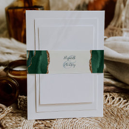 Elegant Emerald Green Agate Ivory Wedding Einladungsbanderole