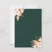 Elegant Emerald Green Boho Chic Floral Wedding RSVP Karte (Rückseite)