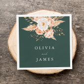 Elegant Emerald Green Boho Chic Floral Wedding Serviette