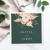 Elegant Emerald Green Boho Chic Floral Wedding Serviette