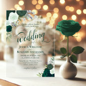 Elegant Emerald Green Boho Rose Extravagant Weddin Acryleinladungen