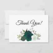 Elegant Emerald Green Boho Rose Hochzeit Dankeskarte (Vorderseite)