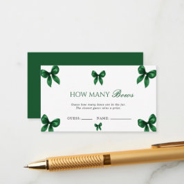 Elegant Emerald Green Bow Guess How Many Bows Game Begleitkarte